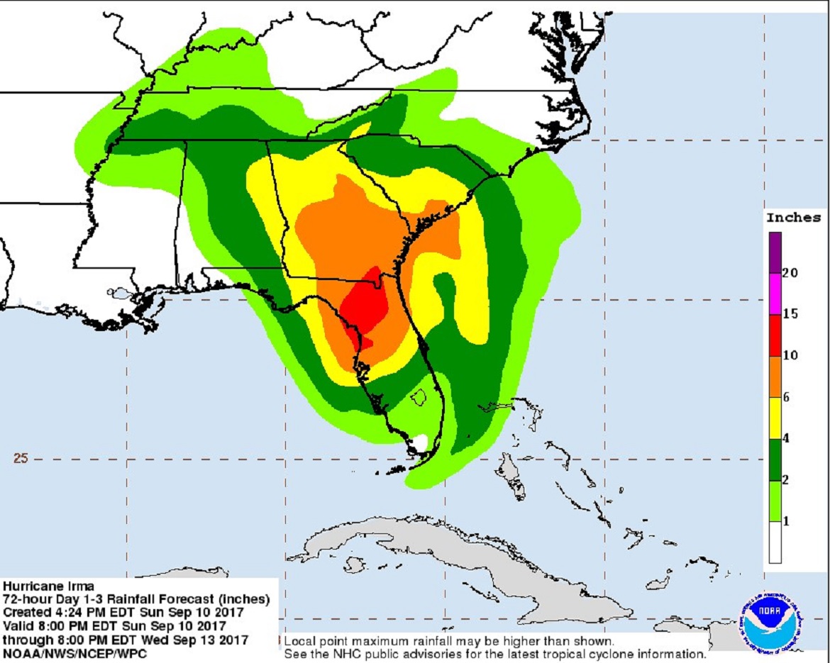 Hurricane Irma Rainfall Map NOAA