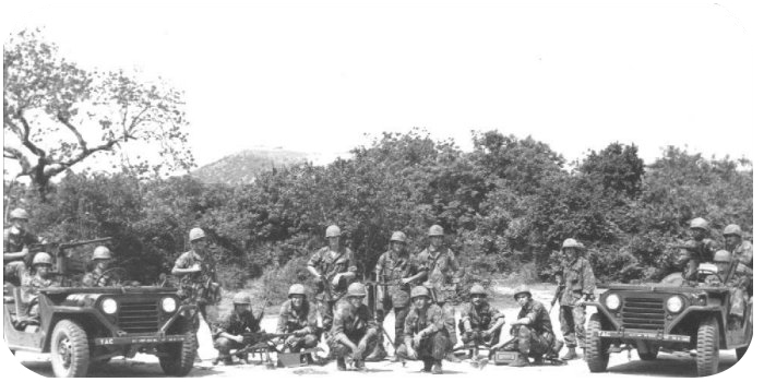 821st A & B Flights Heavy Weapons Phan Rang AB 1968 Hill, Lacy, Sly, Barkley, Clark, Watson, Walter, Levan, Stark, Hockwalt, Gatz, Langoria, Uram Photo courtesy: Jim Sly