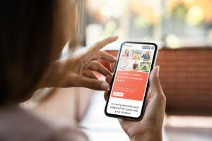 Modern Minds new website viewed on a smartphone mobile device